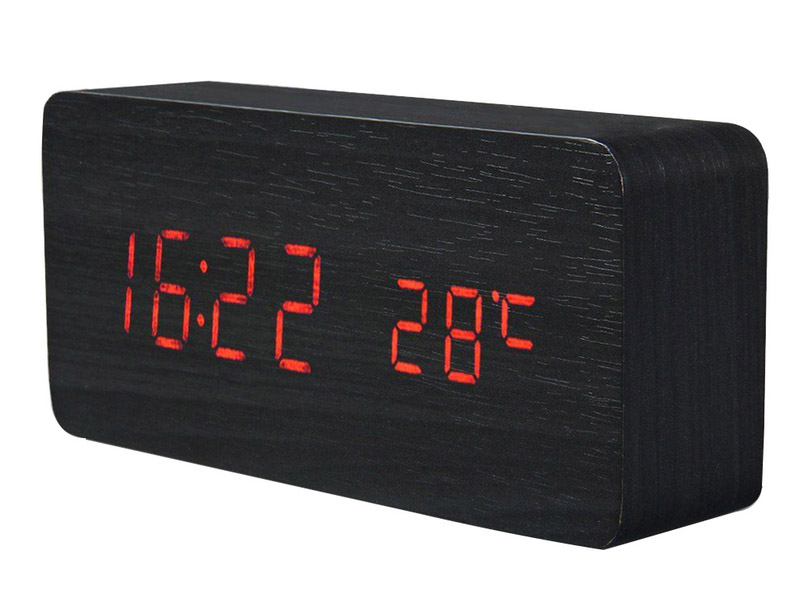 

Zegar Drewniany Budzik Led Sound Control Wenge