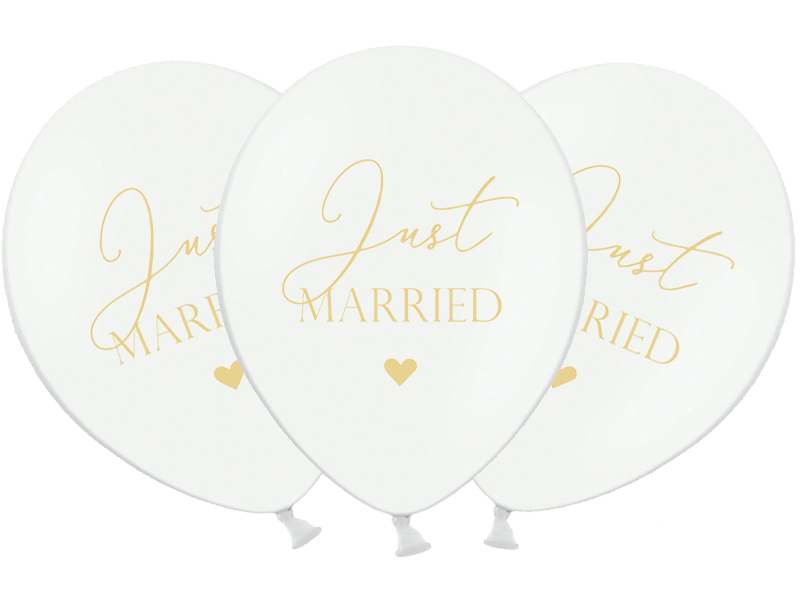

Balony na Ślub Białe Just Married -- 5szt -- 30cm