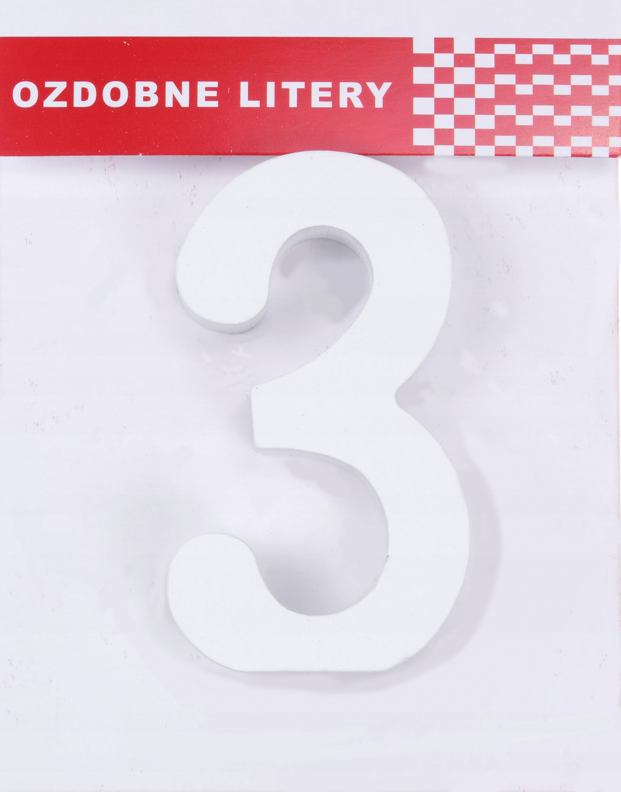 

Cyfra Cyferka Drewniana 3 Biała, Liczba 3D, 16cm