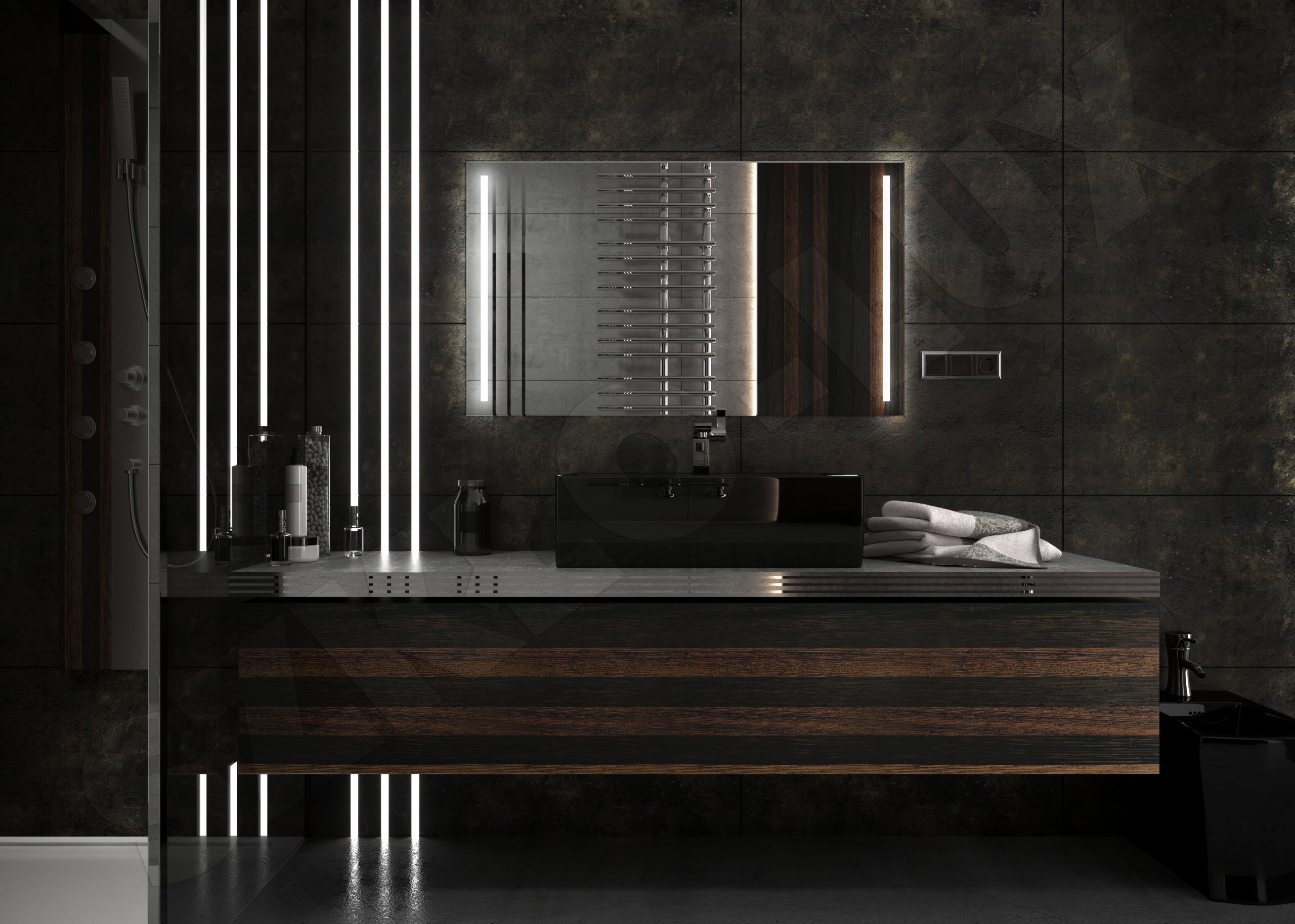 'POWERSTIX' 90*70 LUSTRO PODŚWIETLANE ŁAZIENKOWE Marka bez marki