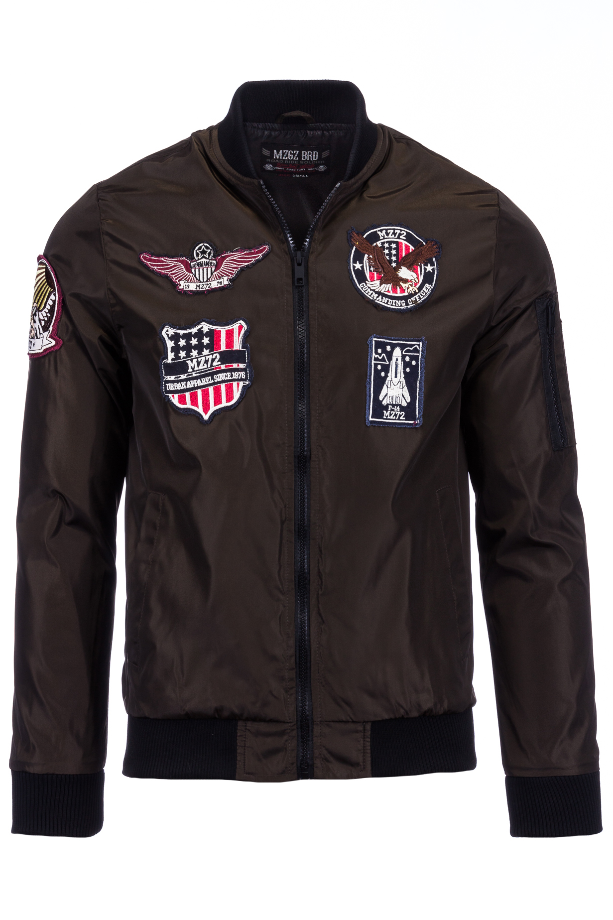 Pánská Bunda Větrovka Bomber Nášivky Khaki: M