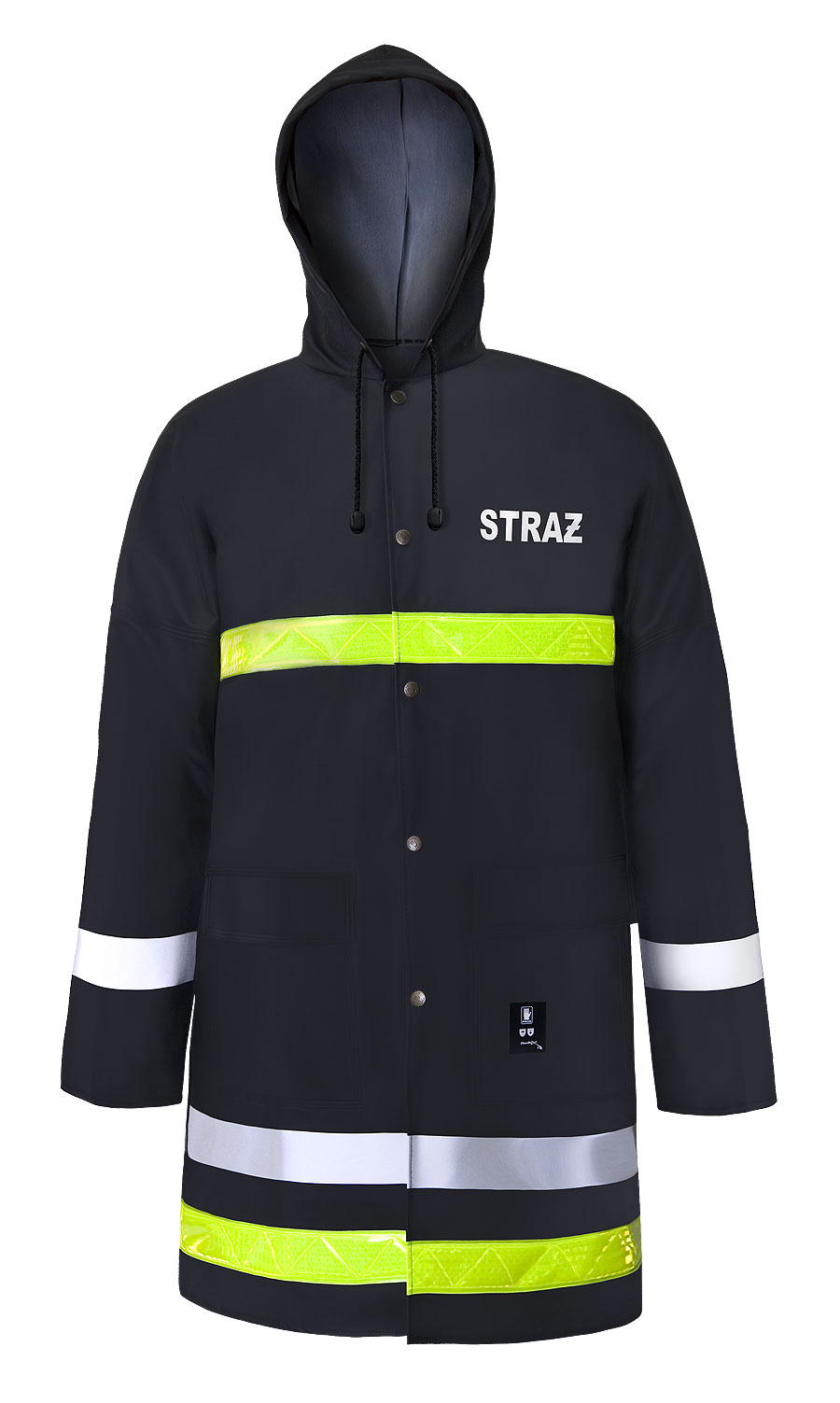 Bunda Stráž Černá Pásky Výstražné Odrazky