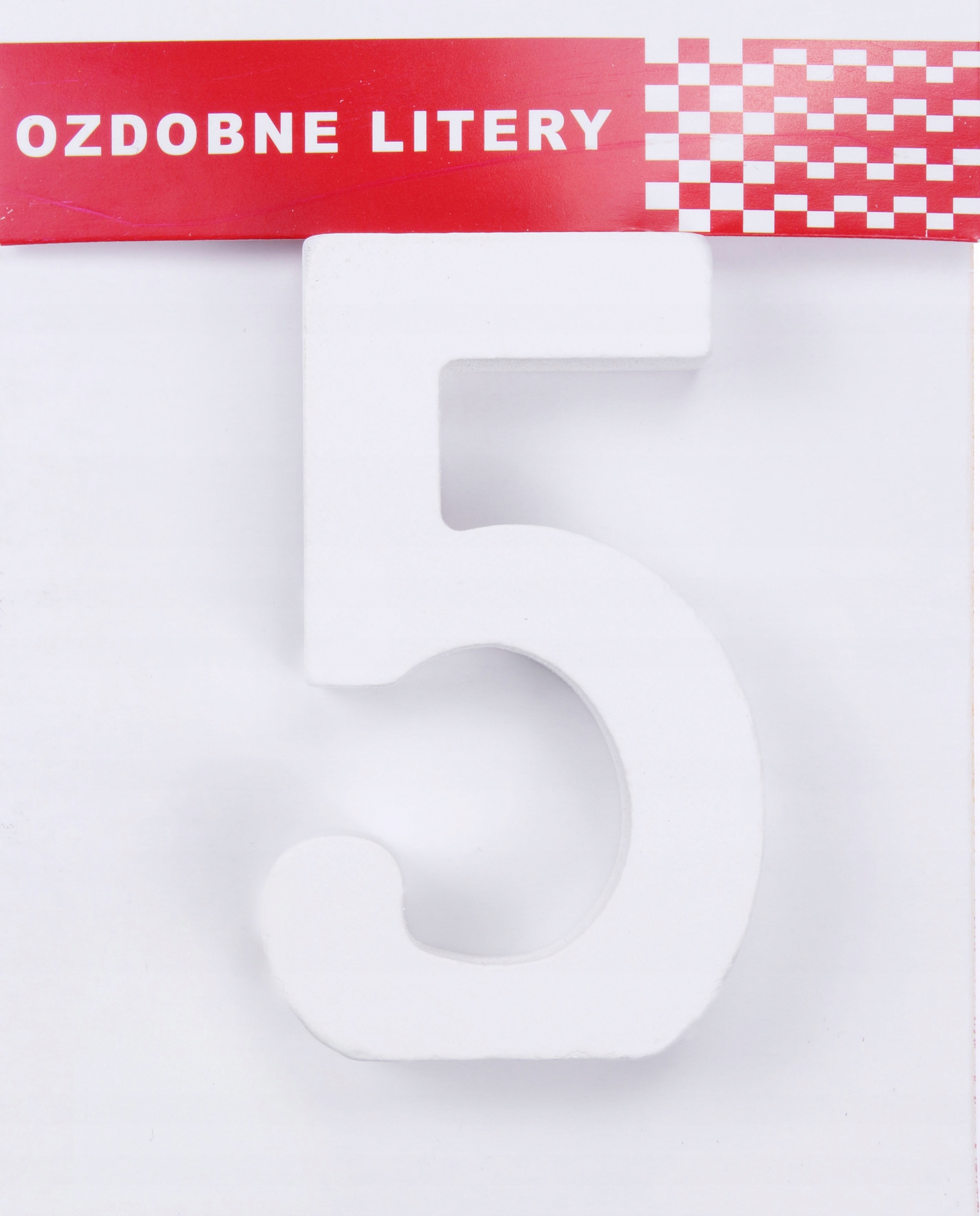 

Cyfra Cyferka Drewniana 5 Biała, Liczba 3D, 16cm