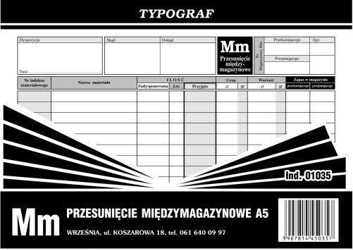 

Mm przesunięcie magazynowe A5 Typograf 01035
