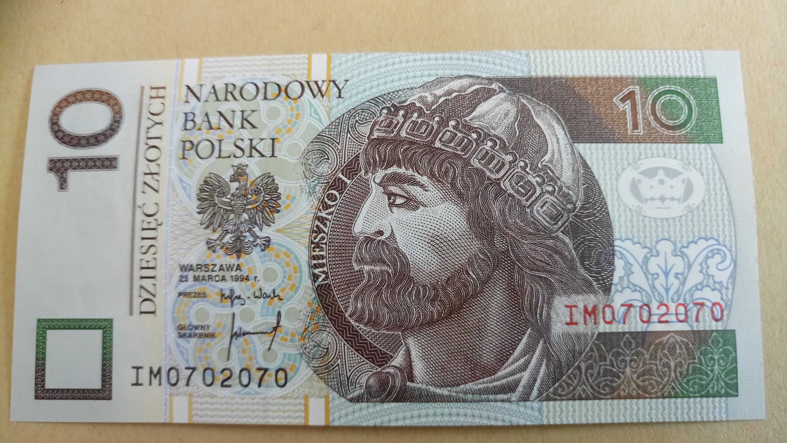 Banknot 10 Zł Do Druku Banknot 10 zł z 1994 r. Seria IM Radar Stan UNC - 7272493804