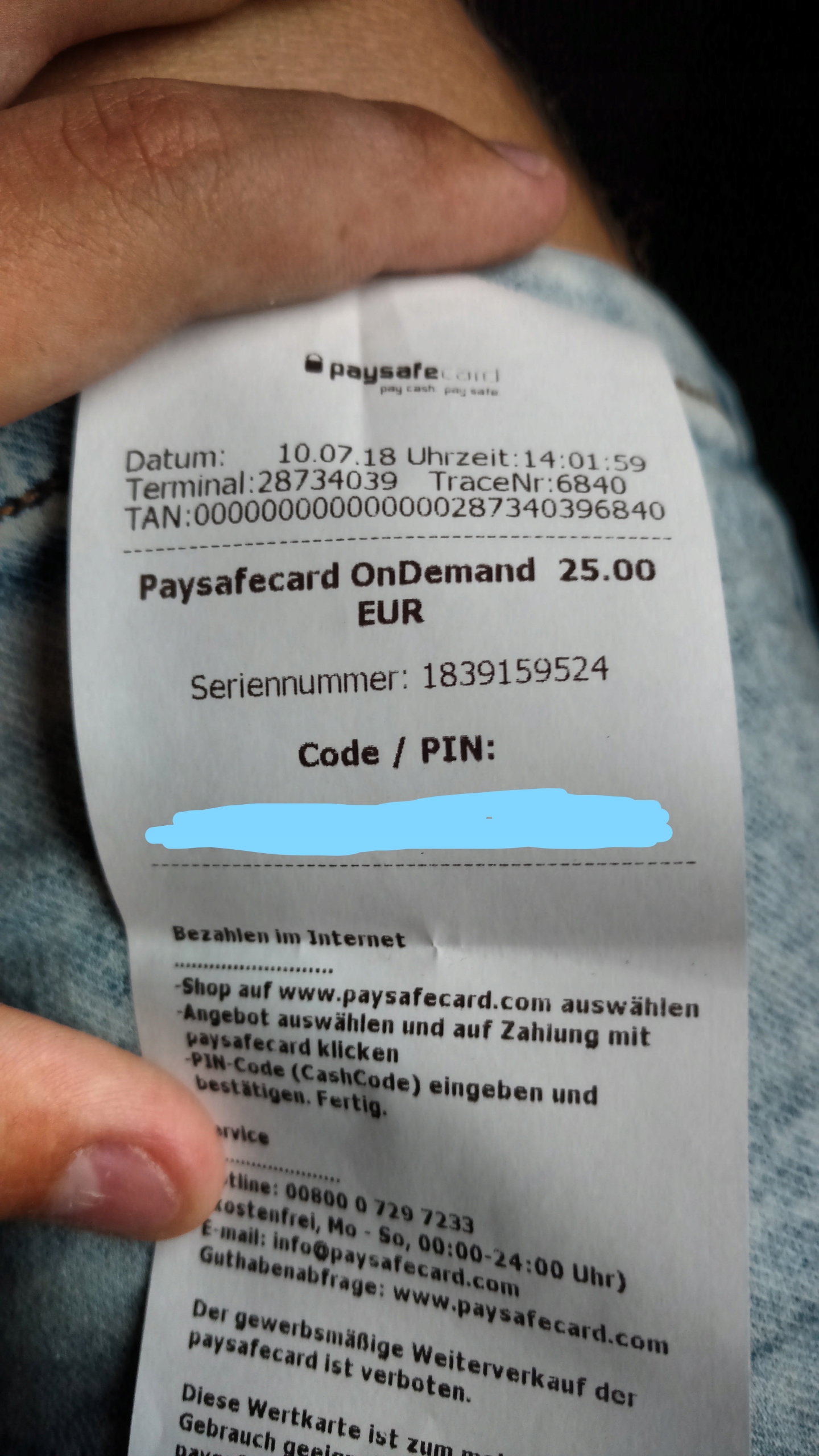 Paysafecard 3 Euro