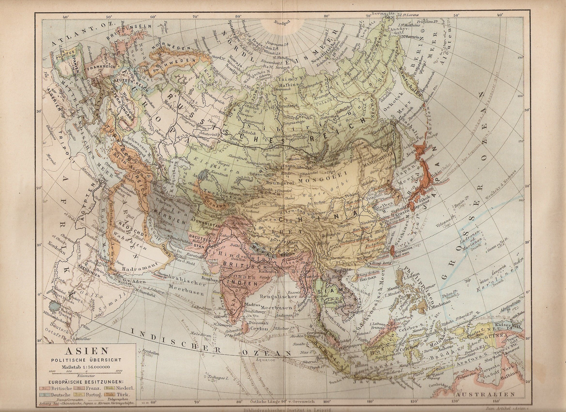 Карта азии 1936