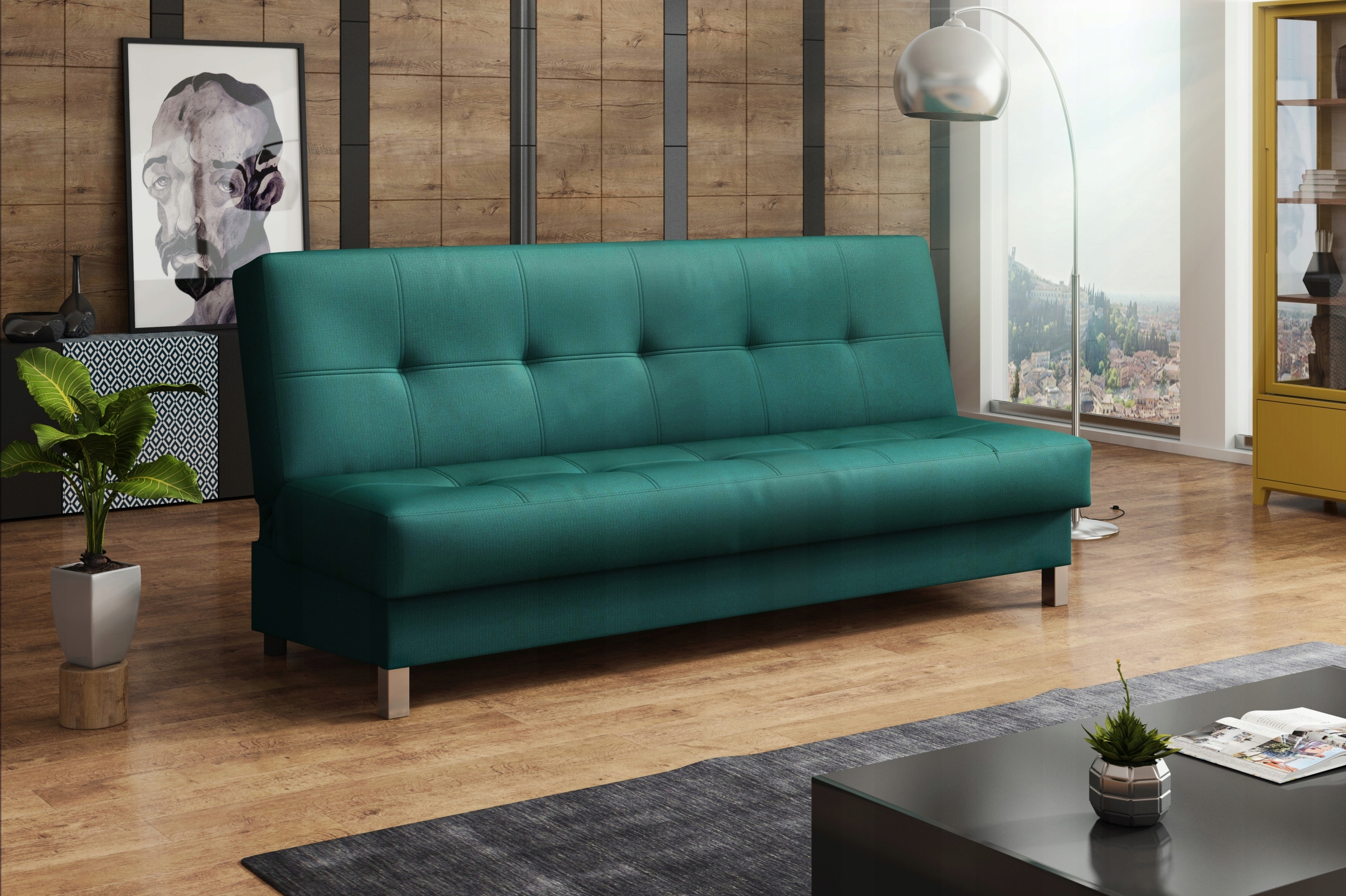 SOFA KANAPA zielona butelkowa zieleń łóżko 7438614529 oficjalne