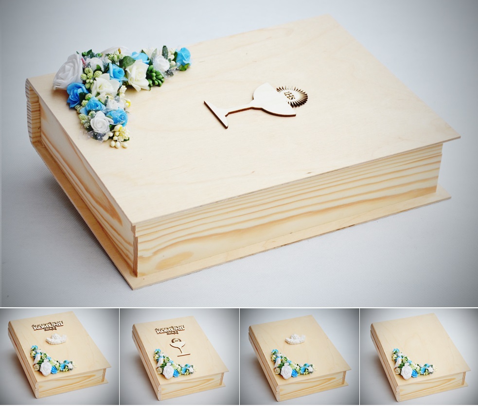 Prezent na I Komunię Św. DUŻA DREWANIANA SZKATUŁKA Autor .