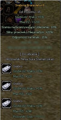 Metin2 Tasmania Srebrna Bransoleta +9 DT 5B