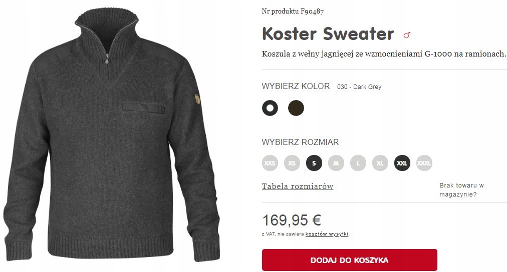 Sweter Fjallraven Koster G-1000 Wool Wełniany / M