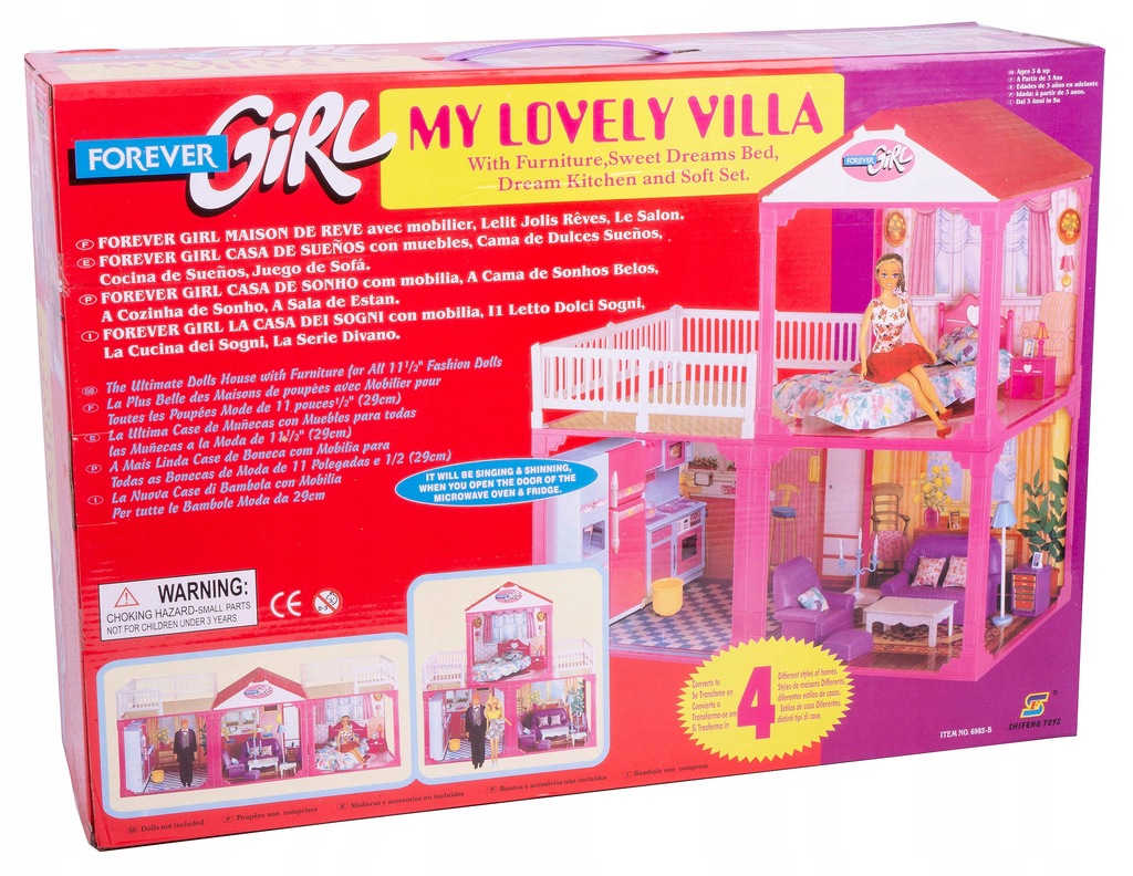 DOMEK DLA LALEK BARBIE DUŻY DWUPIĘTROWY WILLA