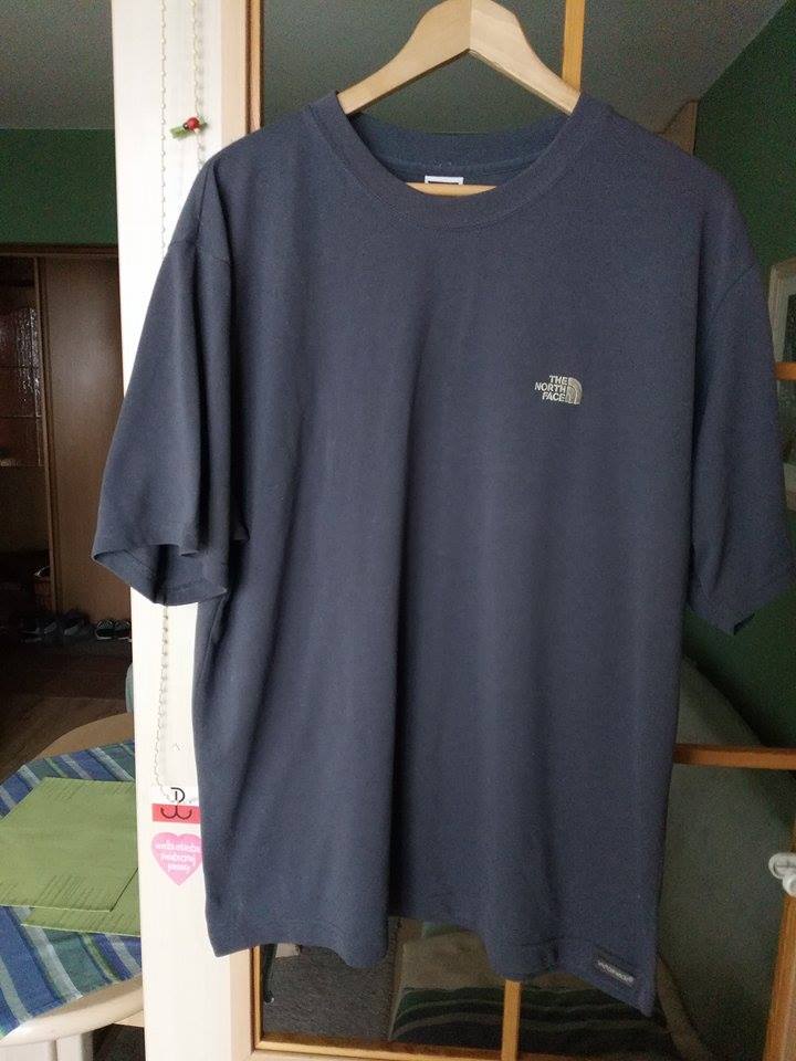 North Face grubszy t-shirt XL stalowa/niebieska