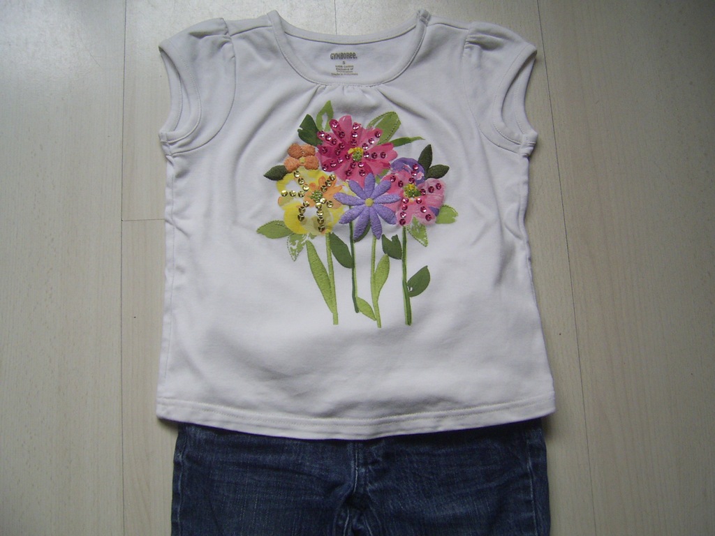 BYMBOREE sliczna koszulka kwiaty cekiny 110 116