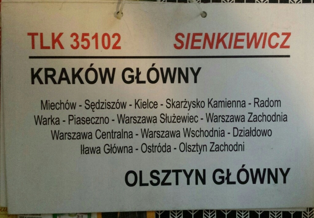 Tablica kierunkowa TLK SIENKIEWICZ