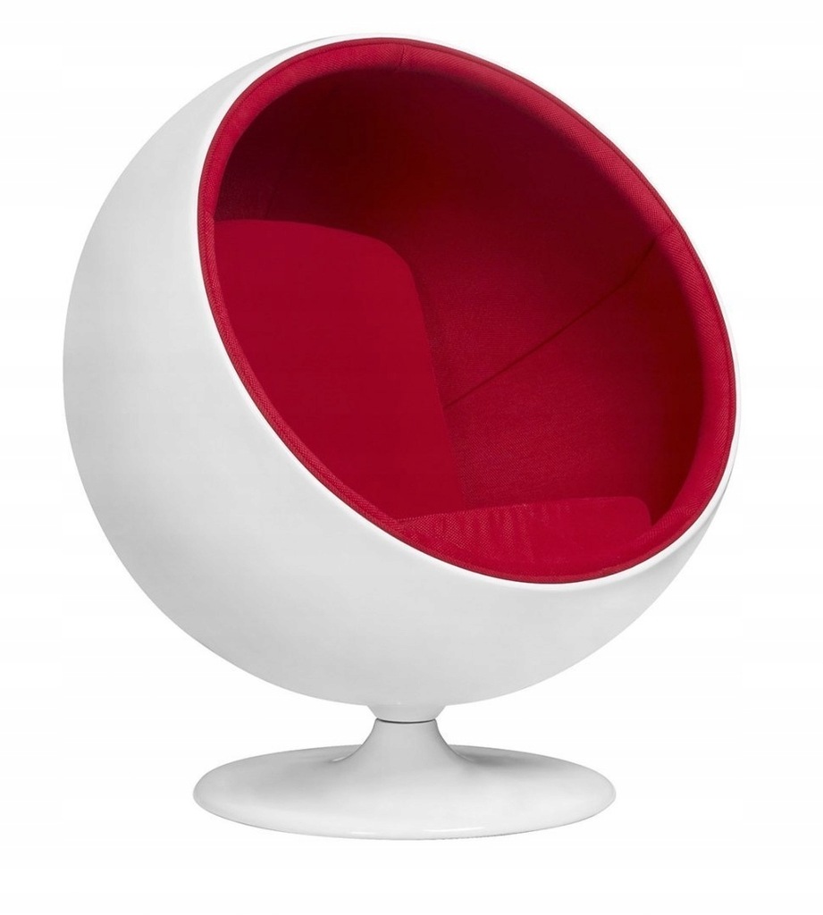 Fotel BALL biało-czerwony - włókno szklane, wełna