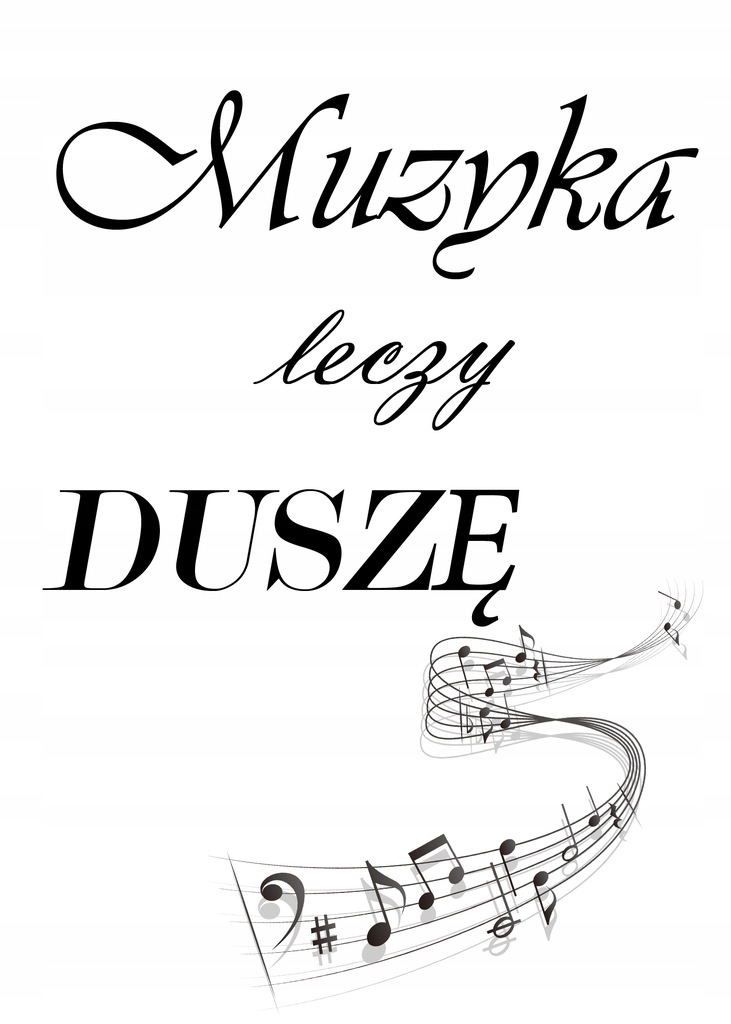 Plakat napis w tym domu dom muzyka dusza A2 60x42