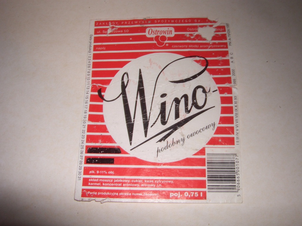 ETYKIETA - WINO OSTROWIN OSTRÓW WIELKOPOLSKI