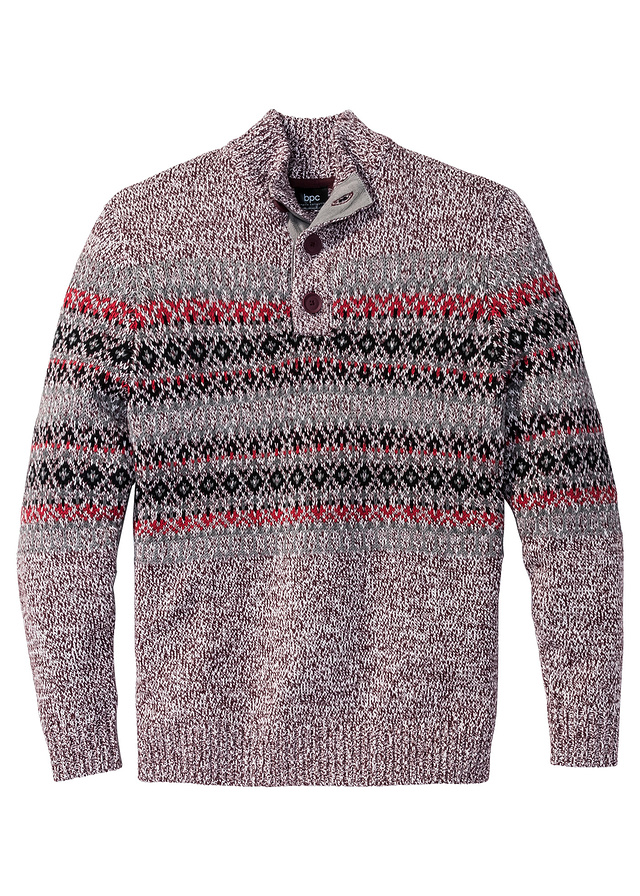 Sweter z plisą guzikow czerwony 44/46 (S) 944011
