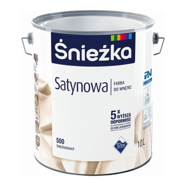 Śnieżka Satynowa 10L Farba Śnieżno-biała