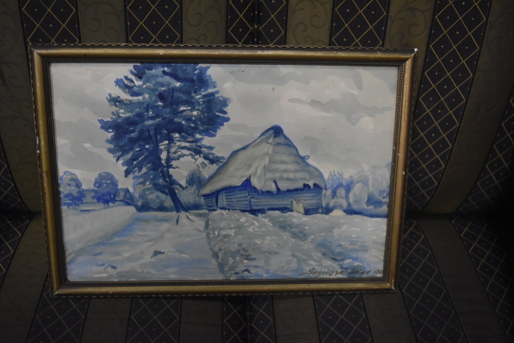 PRZEDWOJENNA AKWARELA PEJZAŻ WŁ.GOŚCIŃSKI 1920 ROK