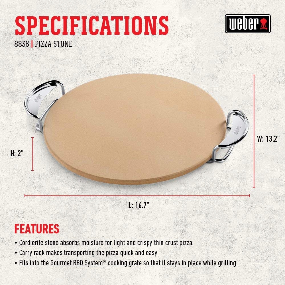 Gourmet BBQ System Pizza Stone with Carry Rack for Weber 8836