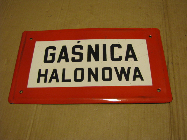 TABLICA EMALIOWANA GAŚNICA HALONOWA LOFT