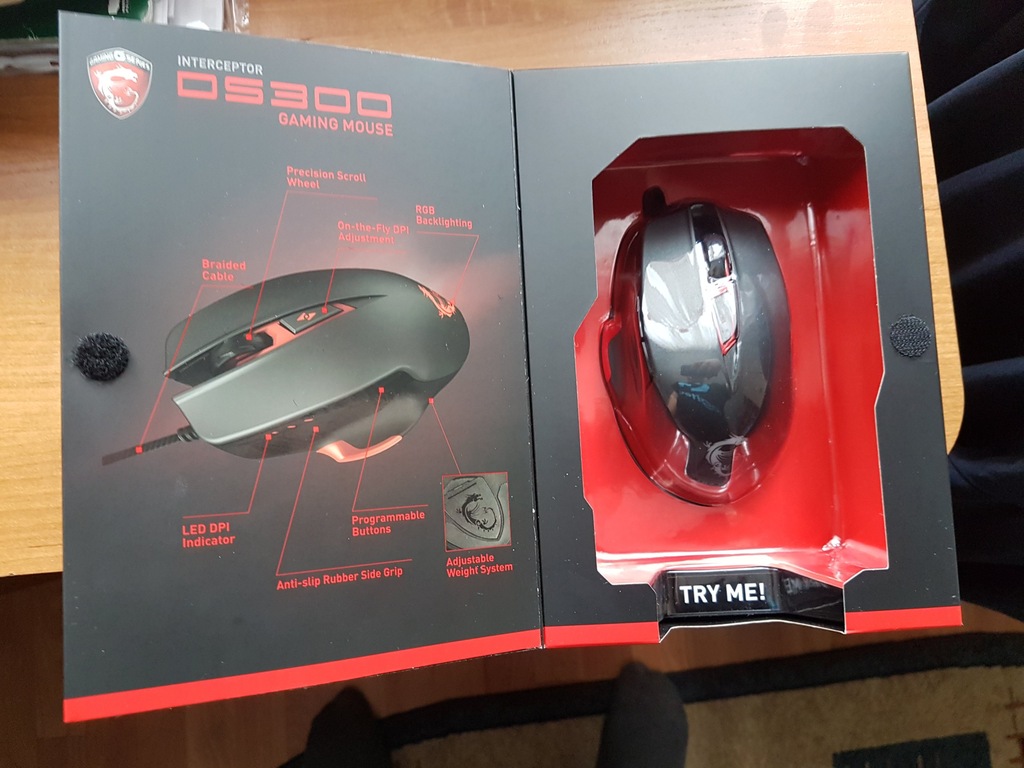Mysz MSI DS300 Interceptor Gaming Mouse, RGB,Avago