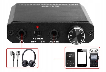 Wzmacniacz słuchawkowy przenośny mini jack 3,5mm
