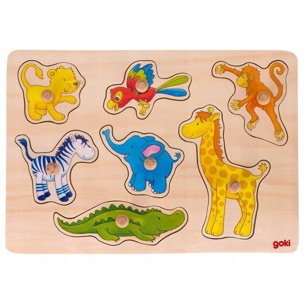 Goki puzzle malowane z uchwytami zwierzątka goki