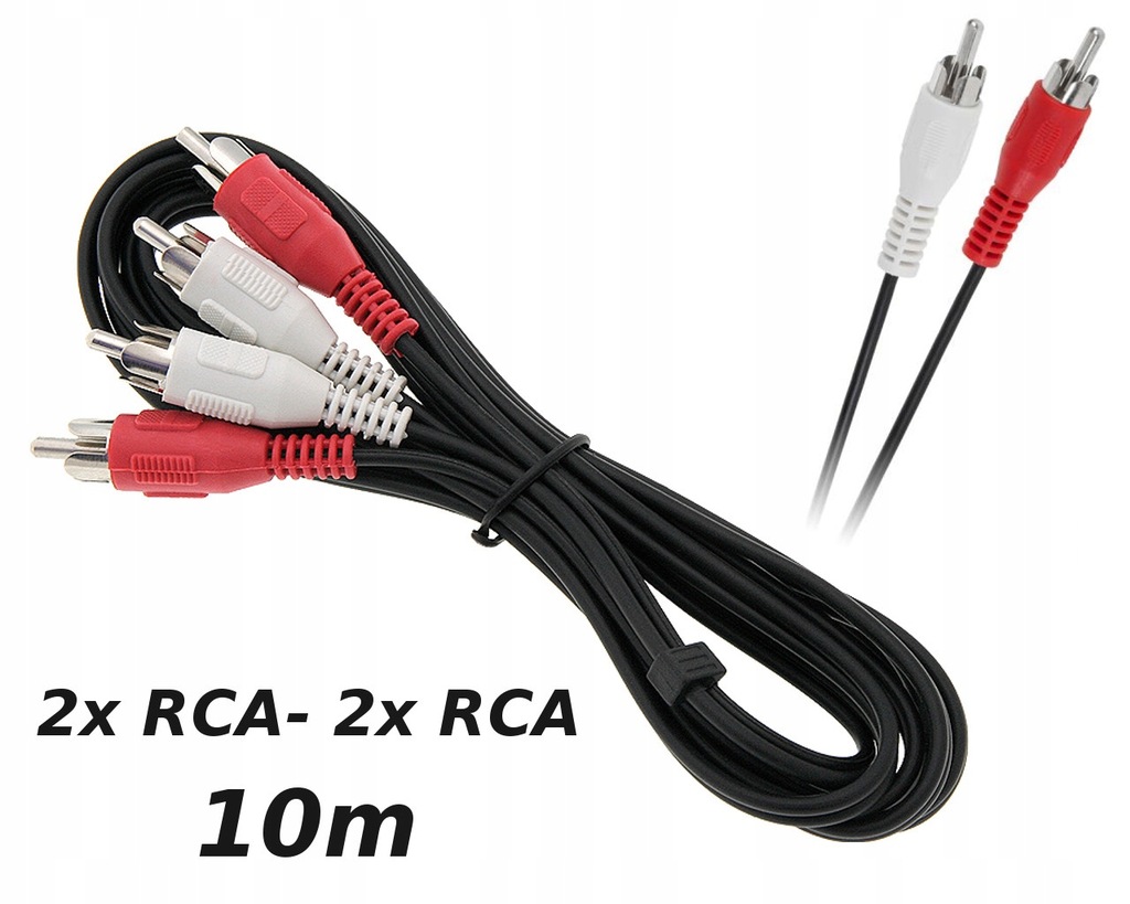 Kabel przewód audio 2x RCA chinch 10m radio wzmacn