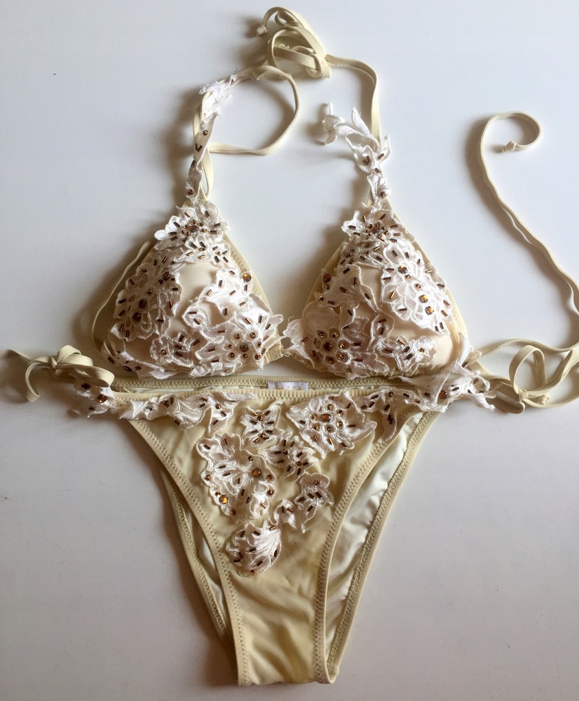 CALZEDONIA piękny, złoty strój kąpielowy rozm M
