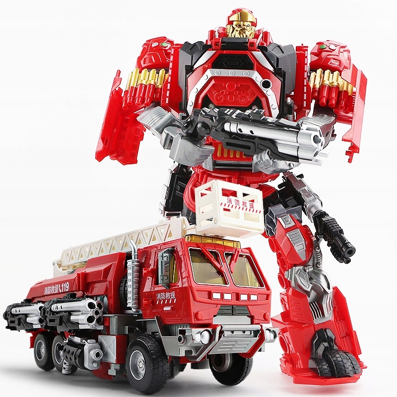 DUŻY ROBOT TRANSFORMER WÓZ STRAŻACKI DŹWIĘK 31cm.