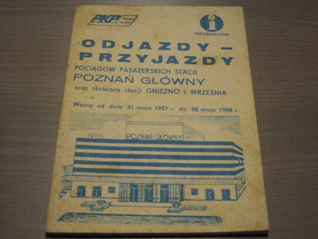 ROZKŁAD JAZDY PKP 1987-88 POZNAŃ GNIEZNO WRZEŚNIA