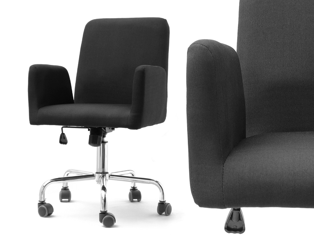 MAŁY FOTEL BIUROWY Z TKANINY LOMAX CZARNY SZARY 7208955614