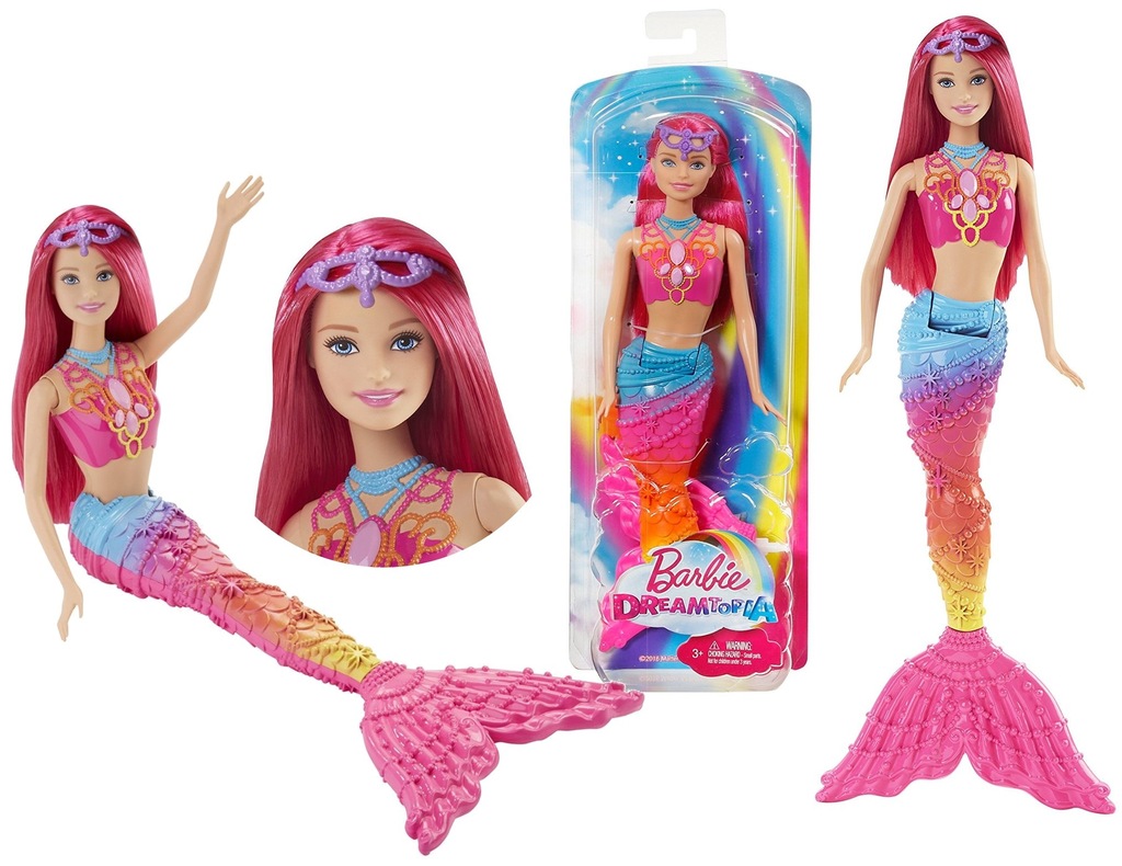 BARBIE Lalka SYRENKA DREAMTOPIA Neonowa MATTEL