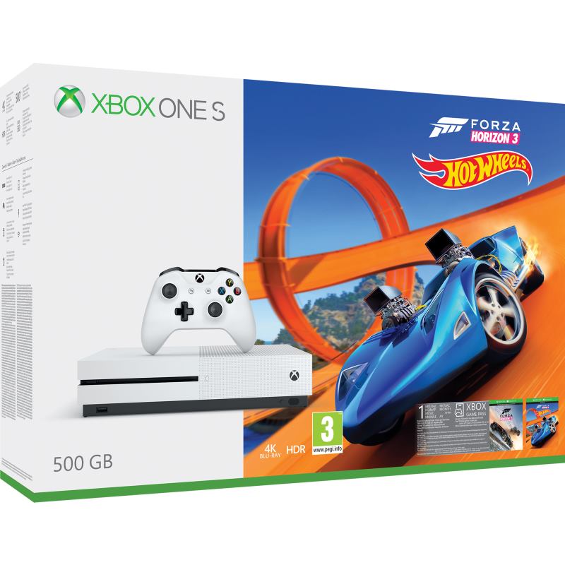 XBOX ONE S 500GB FORZA 3 + FH3 HOT WHEELS + 1M GP