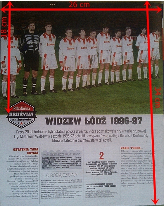 Plakat - WIDZEW ŁÓDŹ - Liga Mistrzów sezon 1996/97