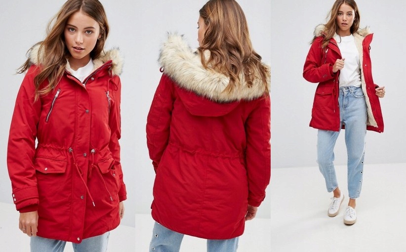 F1C106*PIMKIE CZERWONA KURTKA PARKA ZIMOWA L T00