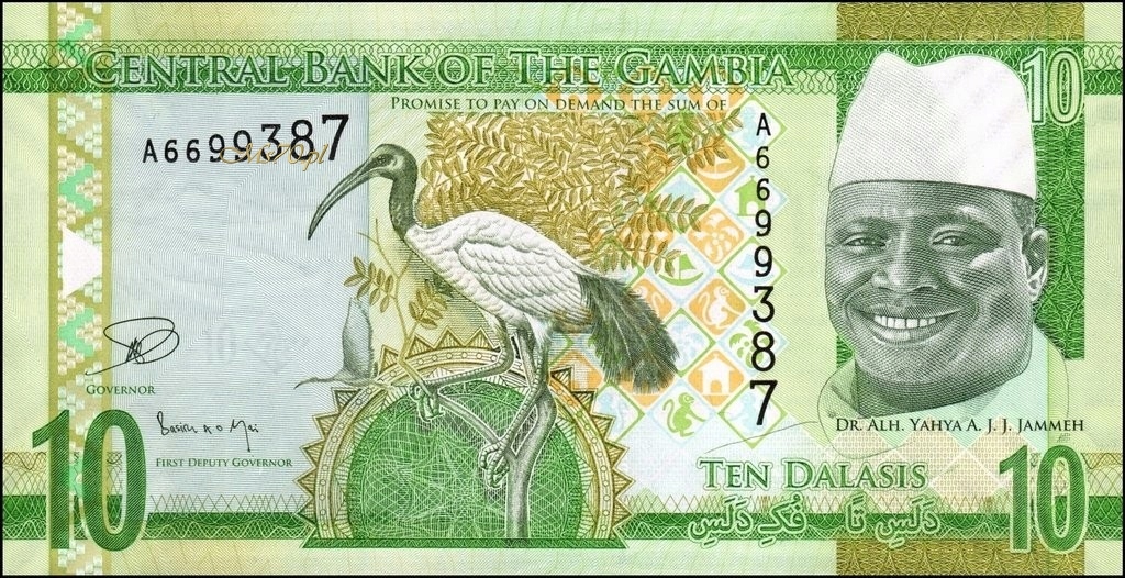 Banknot Gambia 10 Dalasis 2015