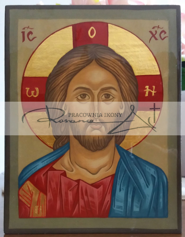 Ikona pisana ręcznie - Jezus Chrystus - tempera 
