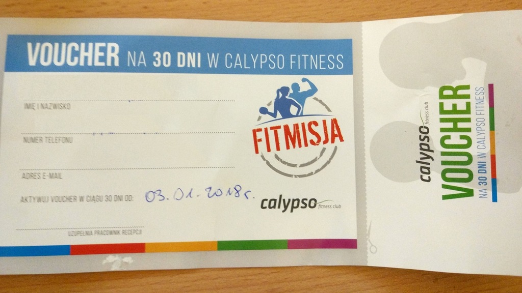 Koperta + Voucher na 30 dni w Calypso Fitness