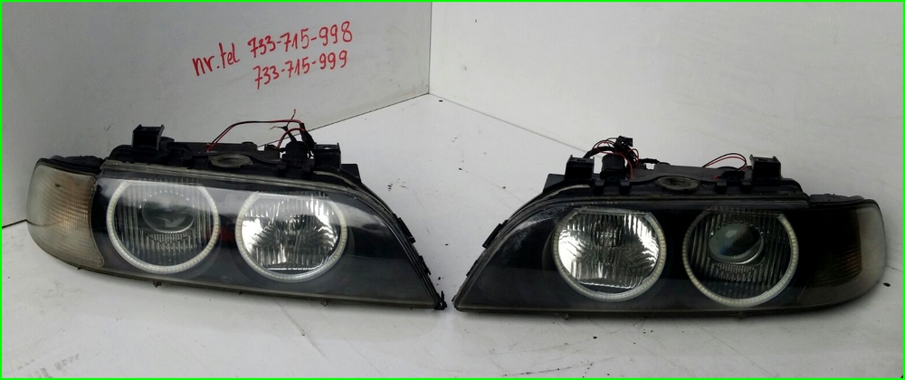 LAMPY PRZEDNIE KOMPLET RINGI DRL XENON BMW E39
