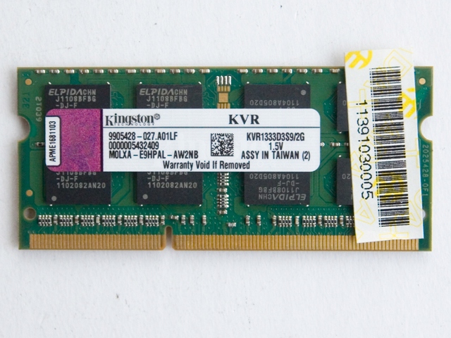 Kingston 2GB PC3-10600 DDR3 SODIMM -KVR1333D3S9/2G