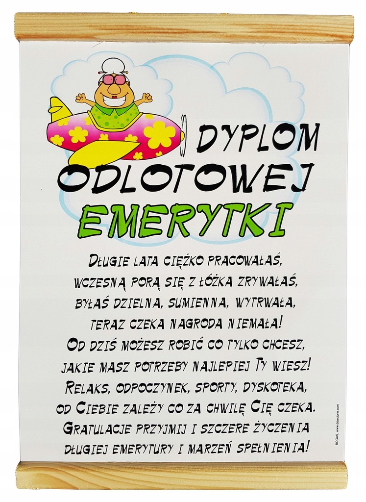 ODLOTOWA EMERYTKA, dyplom WYSYŁKA 24h