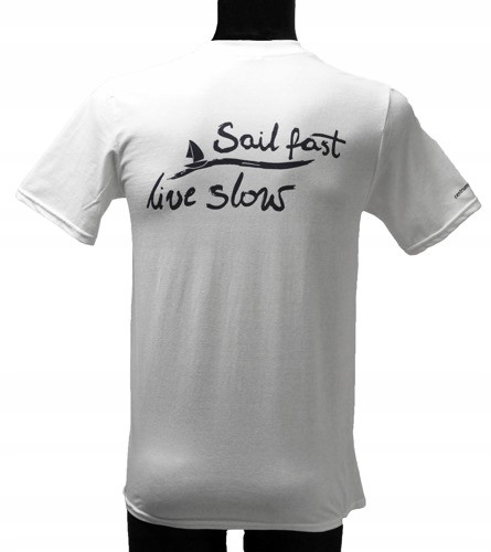 Koszulka żeglarska SAIL FAST - LIVE SLOW r.M biała