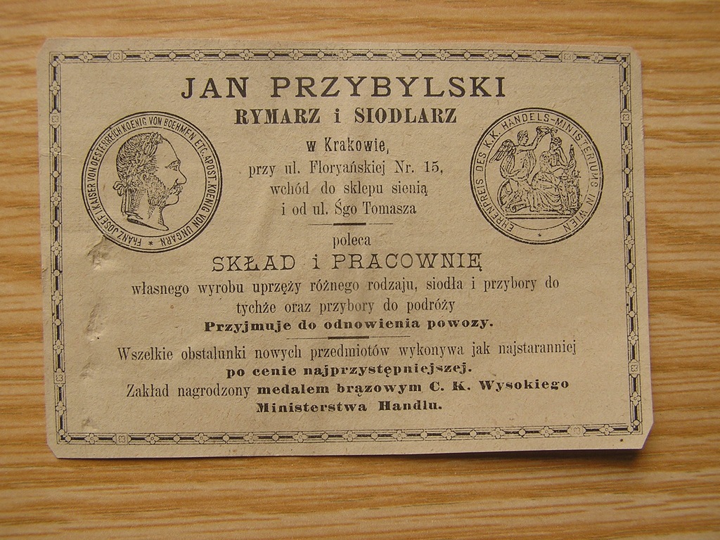 Jan Przybylski rymarz siodlarz Kraków pocz. XX w.