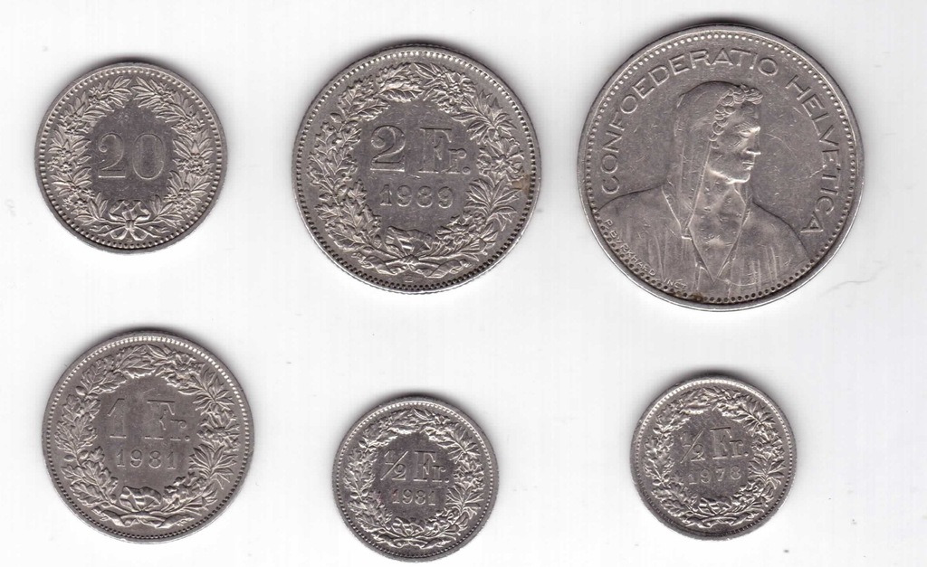 Szwajcaria zestaw 6 monet BCM