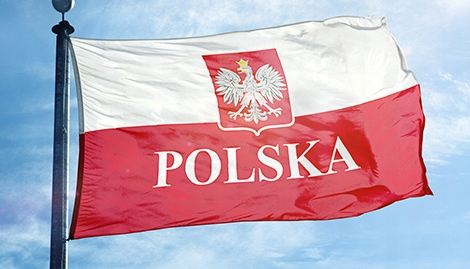 Flaga Polska z godłem 110x80