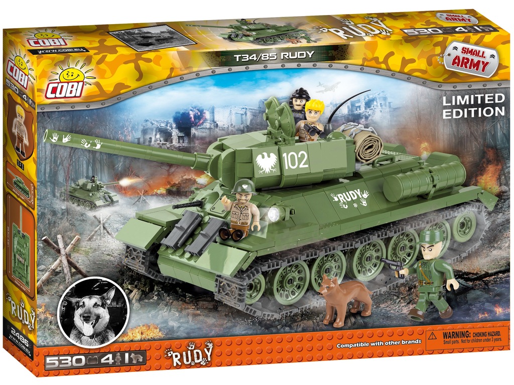 Army CZOŁG T34 RUDY 102 CZTEREJ PANCERNI I PIES